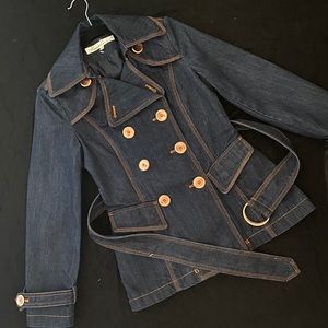 Kenneth Cole Denim Trench Coat Style Jacket